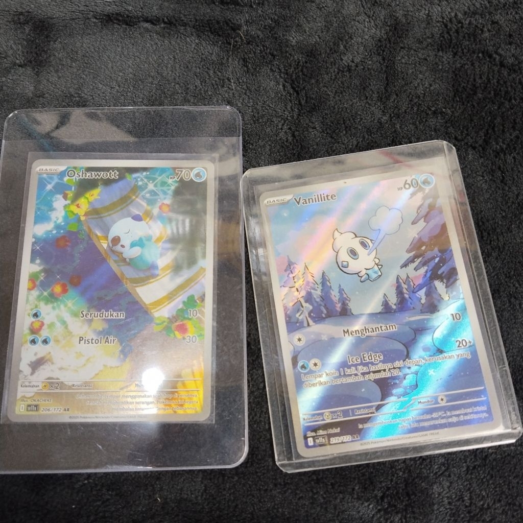 kartu pokemon ar hitam putih Vanilite dan Oshawott