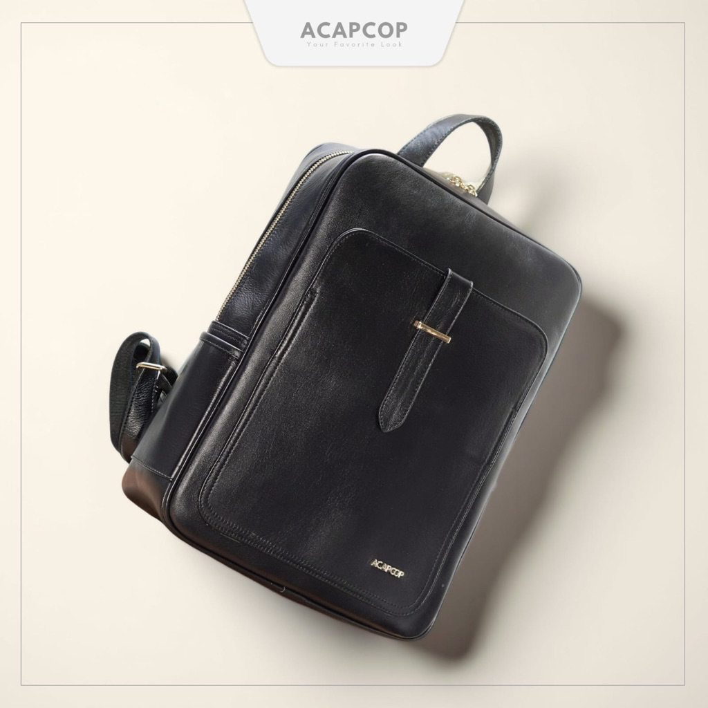 ACAPCOP - Backpack Leather Tas Ransel Laptop - Tas Kuliah - Tas Sekolah - Tas Kerja Wanita Kulit Asl
