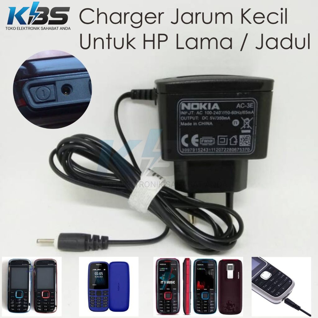 COD Charger HP Nokia Jadul Jarum Lubang Colokan Kecil Lama Carger C2 C3 X1 X2 X3 E63 E75 N70 N73 N80