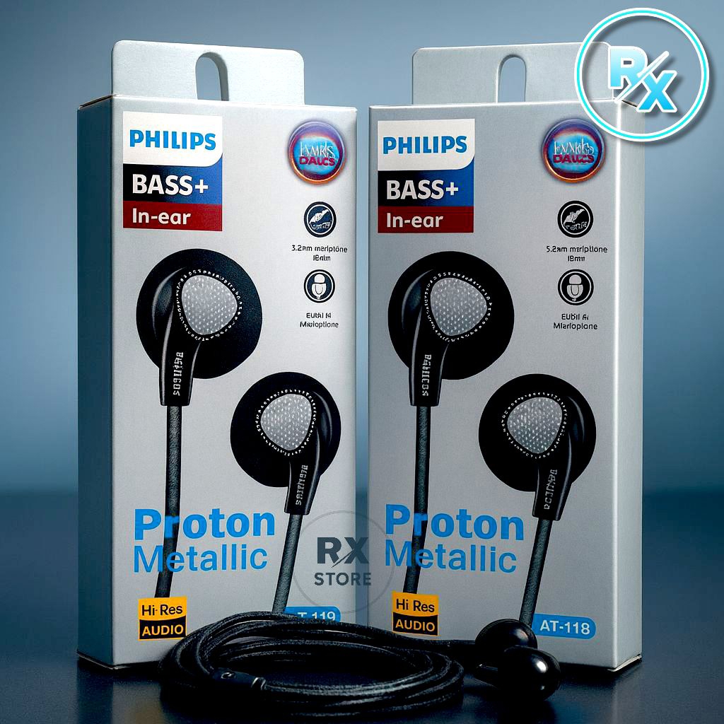 Earphone Philips AT-119 Proton Metalic – Headset PHLIPS PH-09 Stereo Musik HF Universal + Mic