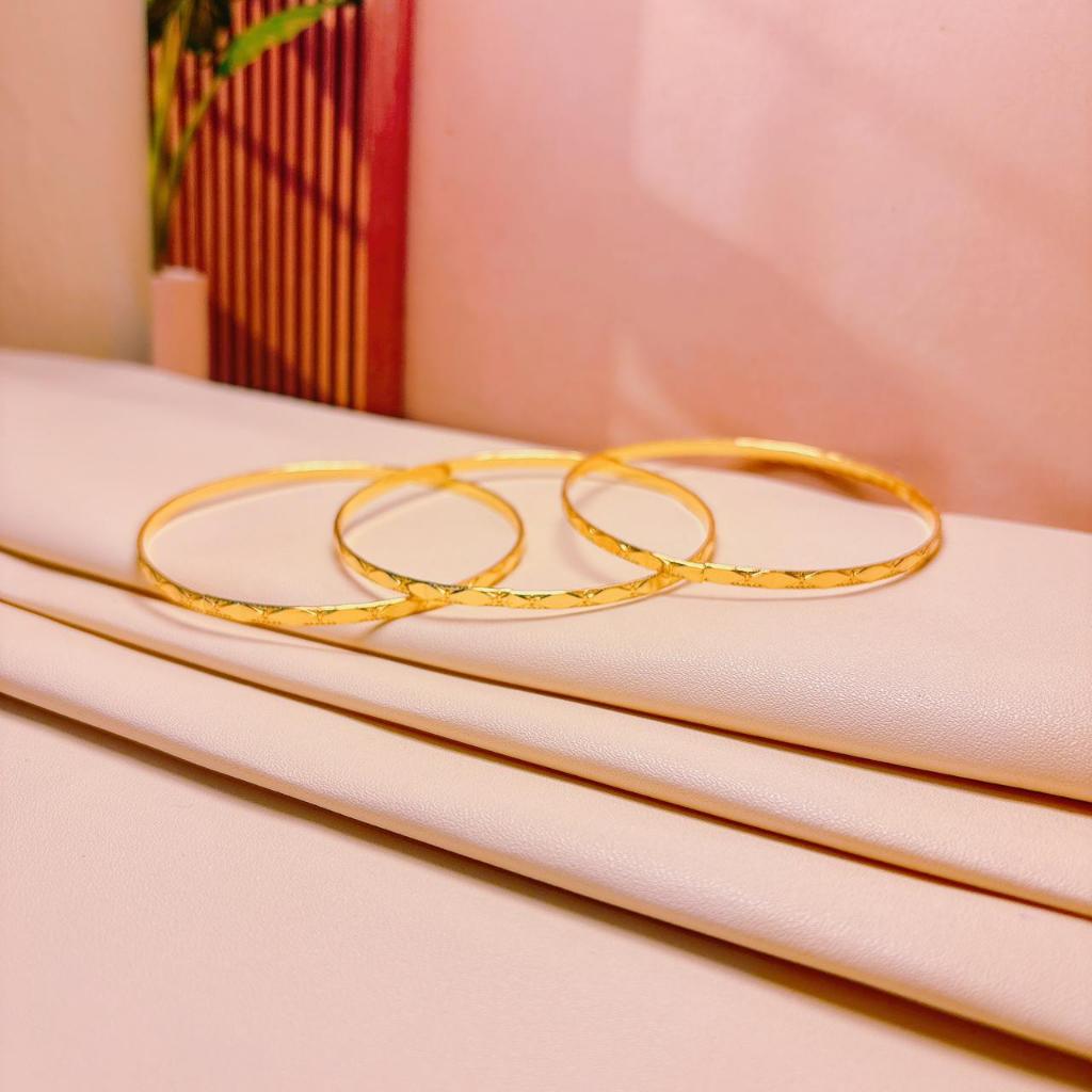 Gelang Keroncong Wanita Dewasa Isi 3pcs Gelang Xuping 18K Lapis Emas Tebal  Gelang Keroncong India