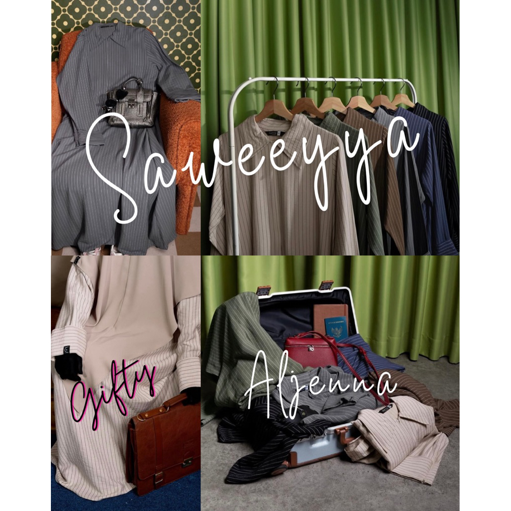 SAWEEYYA Dress NO PAY LATER Aljenna Gamis Syar’i Stripes Linen
