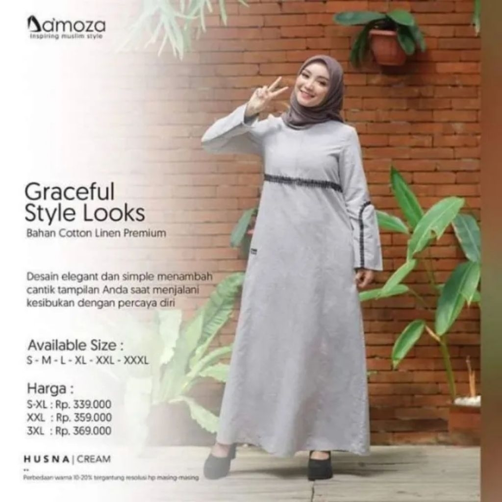 GAMIS DAMOZA HUSNA CREAM PROMO GAMIS
