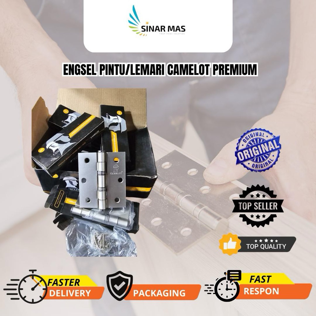 Set Engsel Pintu/ Lemari Stainless ''Camelot'' 3 Inch - Engsel Kualitas Tinggi untuk Pintu dan Lemar