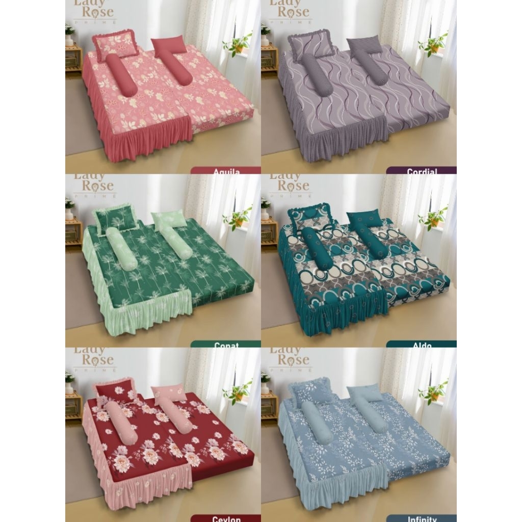 Spreii 2in1 Sorong Lady Rose Motif 120x200 set Sarung Bantal Guling