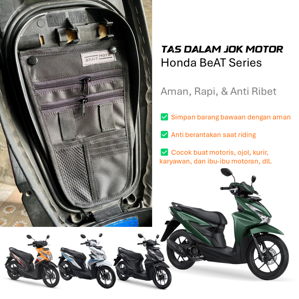 Tas Organizer Dalam Jok Motor Honda BeAT FI Deluxe eSAF eSP POP Street