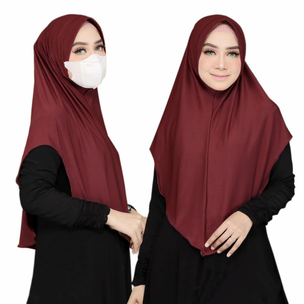 MUDAHHIJAB Jilbab Instan Bergo Melinda Bahan Jersey Model Medina Slip in Dengan Lubang ditelinga (Be