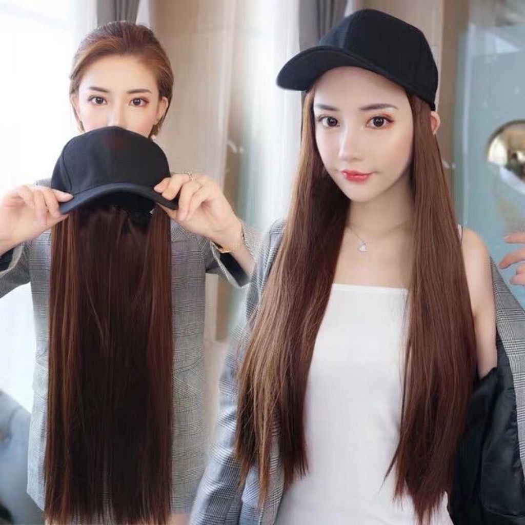 wig topi lurus wig base ball