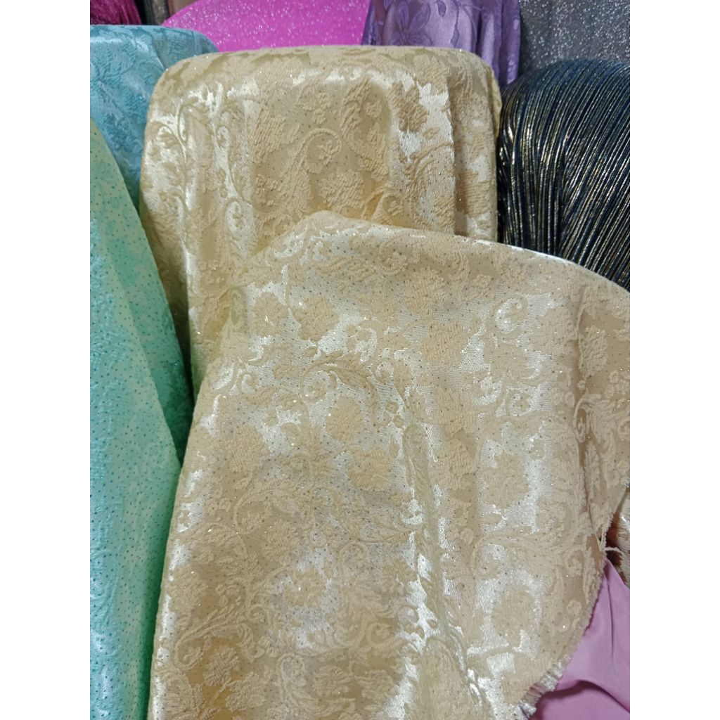 Bahan Kain Jaguard Glitter Embos
