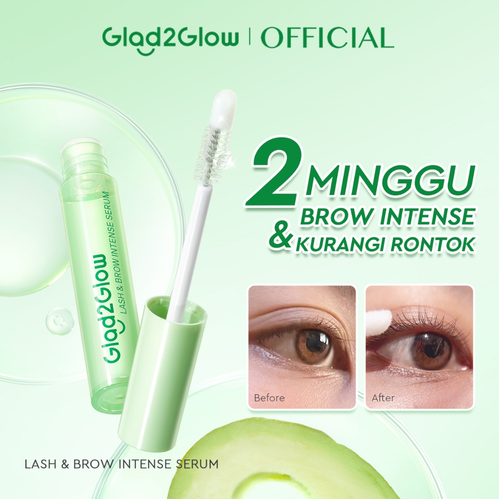Glad2Glow 2in1 Eyelash & BROW INTENSE SERUM Eyelash Extension -Serum Penumbuh Bulu Mata dan Alis g2g