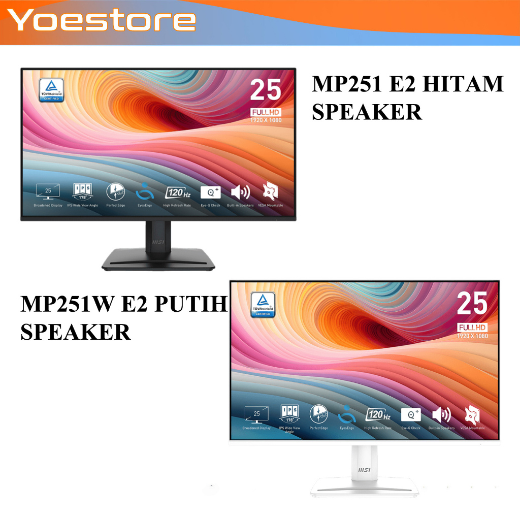 MSI PRO MP251 E2 HITAM|MP251W E2 PUTIH - 25" FHD IPS 120Hz 1ms Gaming Monitor SPEAKER