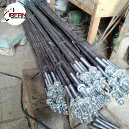 trekstang/sagdor 3/8x500mm + 4mur + 4washer besi beton hitam