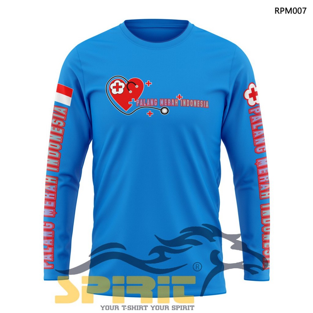 Kaos  PMI Palang Merah Indonesia Lengan Panjang | Baju Komunitas Relawan Sablon Print DTF Unisex