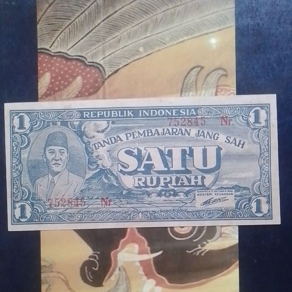 UANG KUNO 1 RUPIAH SOEKARNO ORI TAHUN 1945