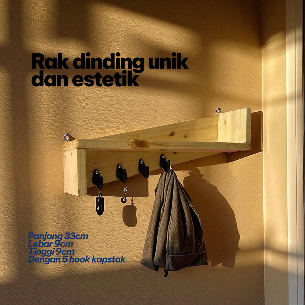 rak dinding dan gantungan baju/kunci estetik