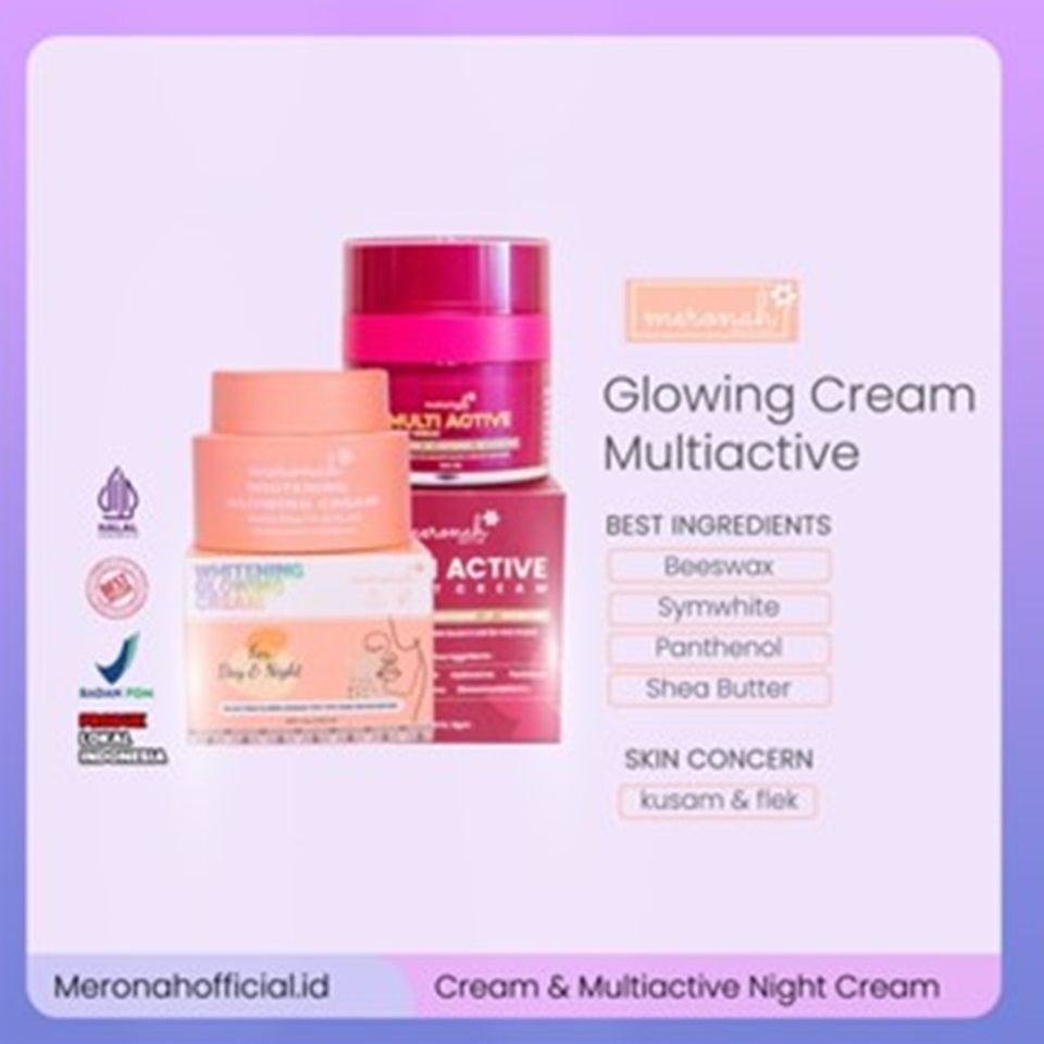 Meronah Whitening Glowing Cream + Multiactive / Paket Flek Meronah Original BPOM