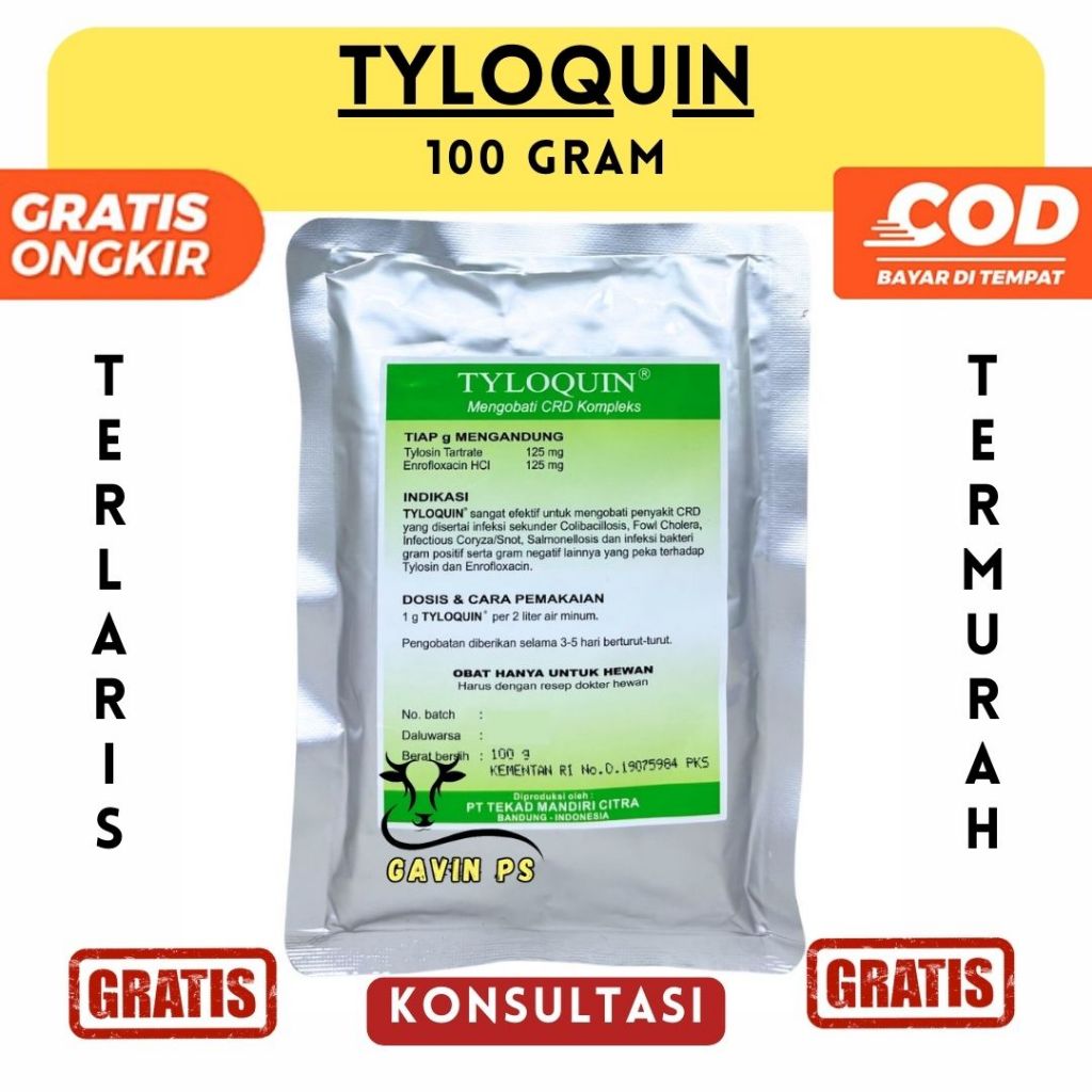Tyloquin 100 gram CRD Kompleks - Obat Saluran Pernafasan Pencernaan Ayam