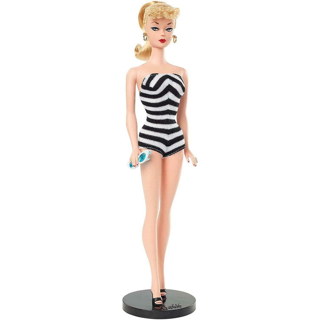 Barbie Signature Mattel 75th Anniversary Doll, Original 1959 Doll Reproduction in Black and White Sw