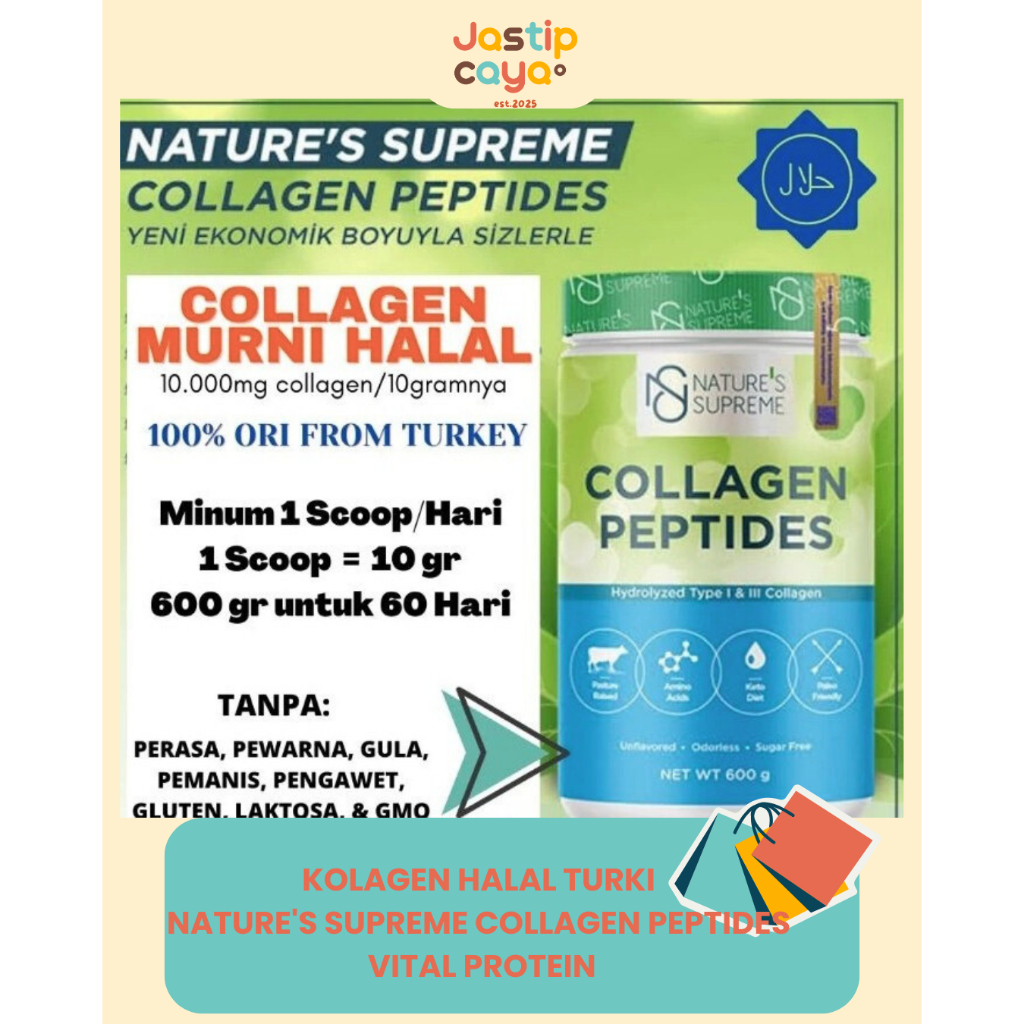 Nature's Supreme Halal Collagen 600g 10,000mg || Halal Collagen Peptides 600g 10,000mg Turki
