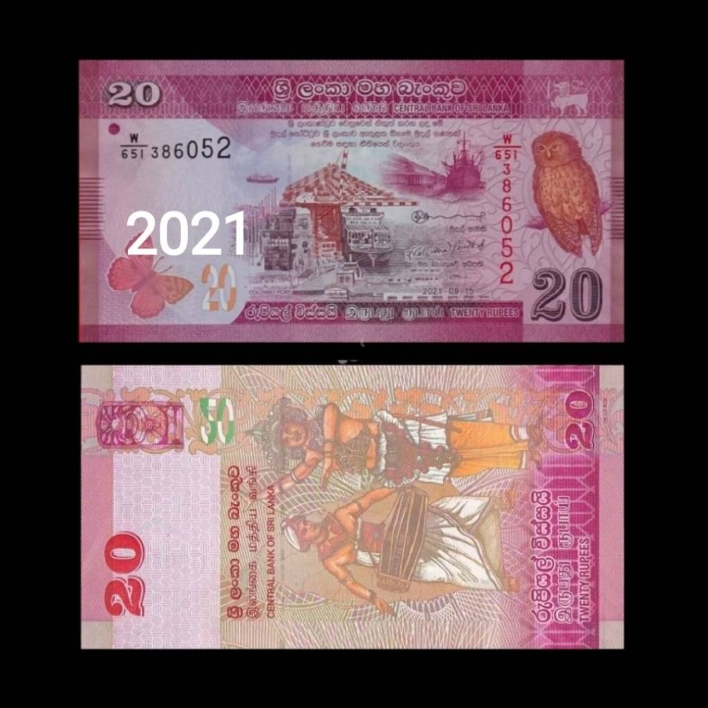 UANG ASING SRI LANKA 20 RUPEES 2021 UNC GRESS ORIGINAL