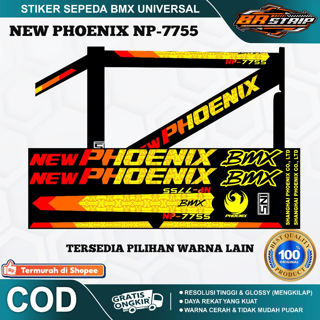 (COD) stiker striping sepeda phoenix np-7755 BMX 18 20 glossy lentur anti air