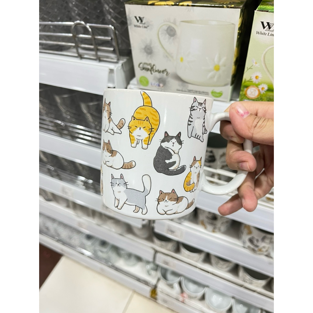 CANGKIR KERAMIK 350ML MOTIF KUCING /CANGKIR KOPI TEH/CANGKIR GAGANG KERAMIK/MUG UNIK MOTIF KUCING