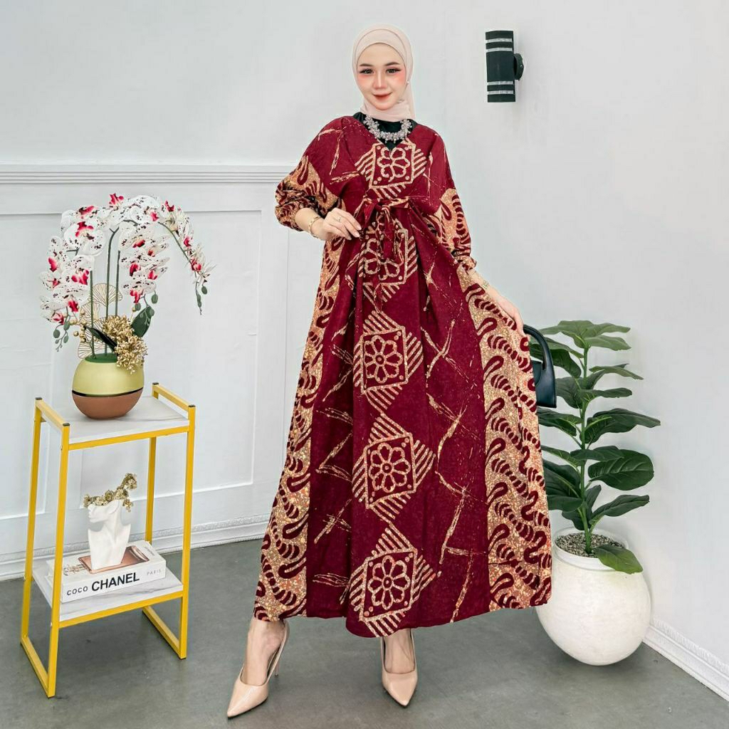 KAFTAN Batik CAP COLET TALI SUPER JUMBO  *Model JUMBO TALI DEPAN* Ld. ±150 Pb. ±130-133 Model LEBAR 