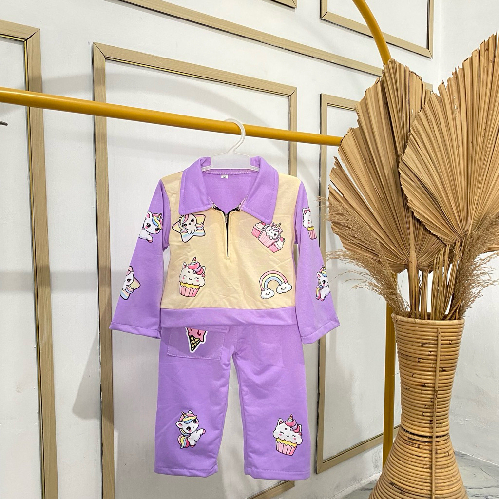 Setelan Unicron Crop Top Anak Perempuan 1- 6 Tahun