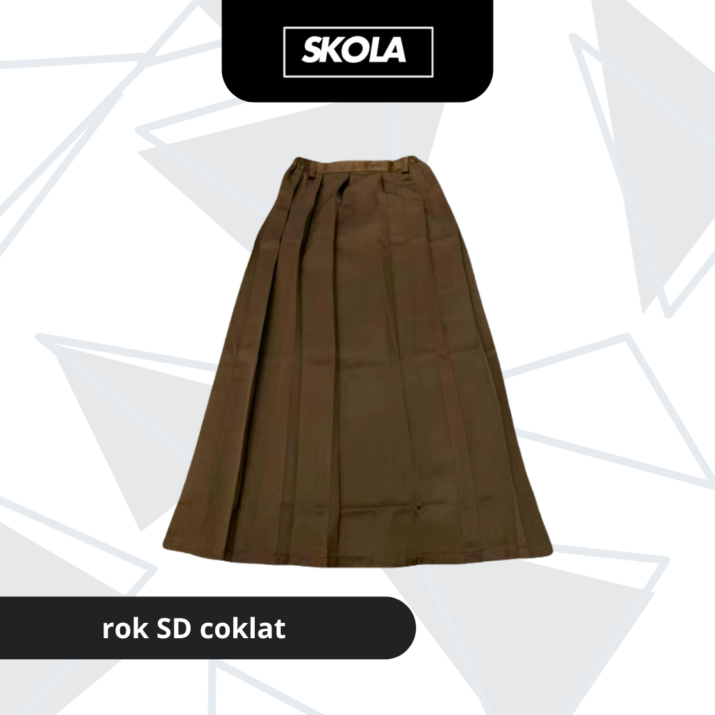 SKOLA - Seragam Sekolah Rok SD Coklat Rempel Panjang Bahan Elemen