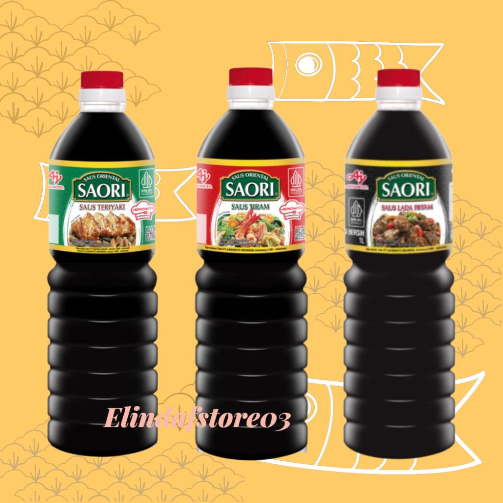 

SAORI Saus Tiram / Teriyaki/ Lada Hitam Saos Kemasan Botol 1 Liter