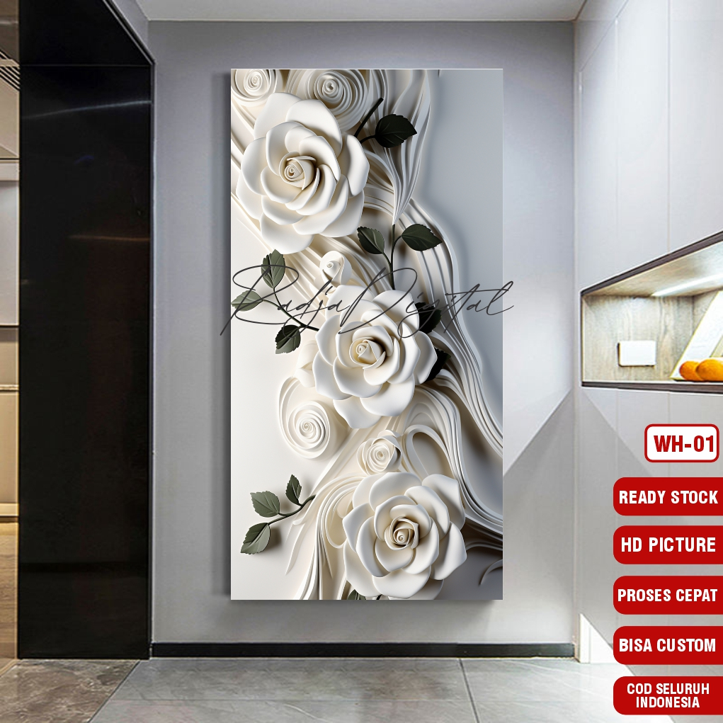 STICKER DINDING DEKORASI RUANG TAMU MOTIF BUNGA 3D TIMBUL WALLPAPER BUNGA 3D TIMBUL STIKER DINDING B