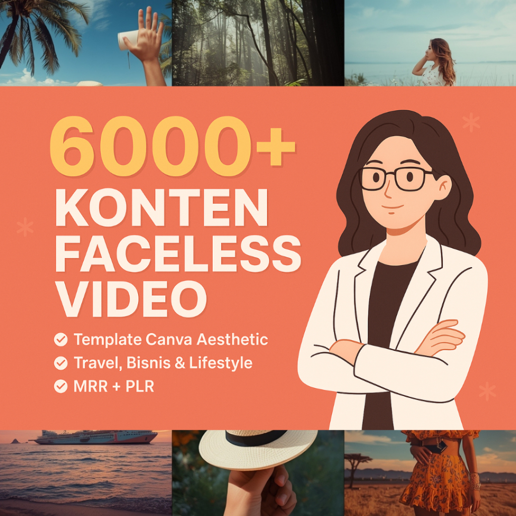 (79) 6000+ Konten Video Faceless – Template Canva Aesthetic, Travel, Bisnis & Lifestyle (MRR + PLR)