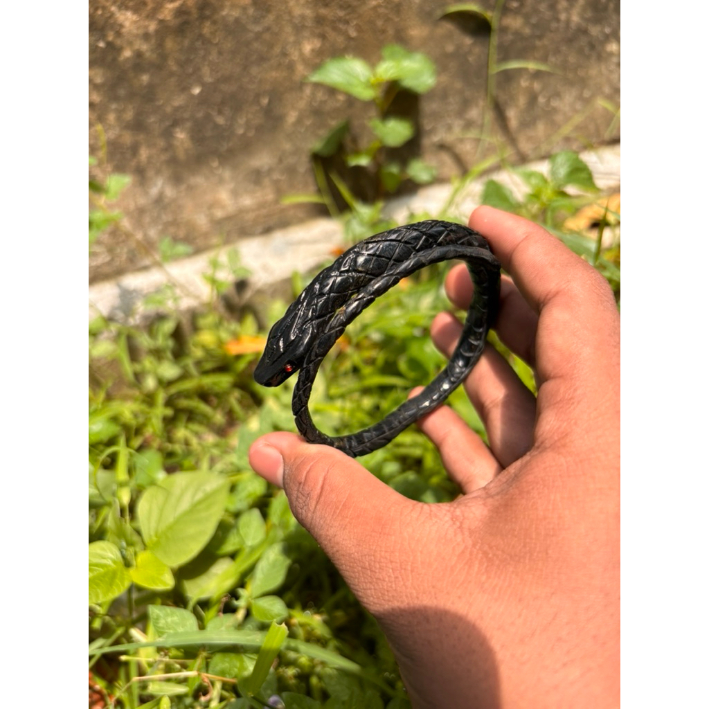 gelang akar bahar hitam asli ful ukir ular
