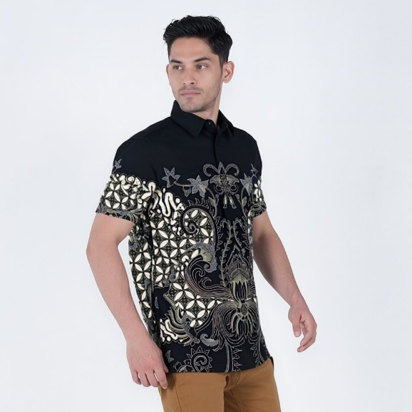 BENHILL Kemeja Pria Batik Pendek Black A309-362