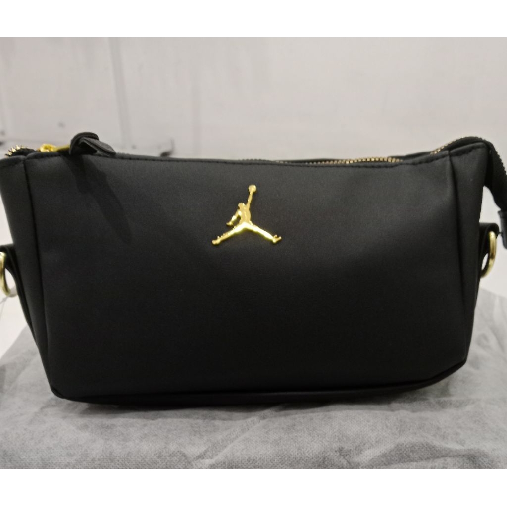 Tas Sling Bag Pria dan Wanita # Jordan Leather - Black #