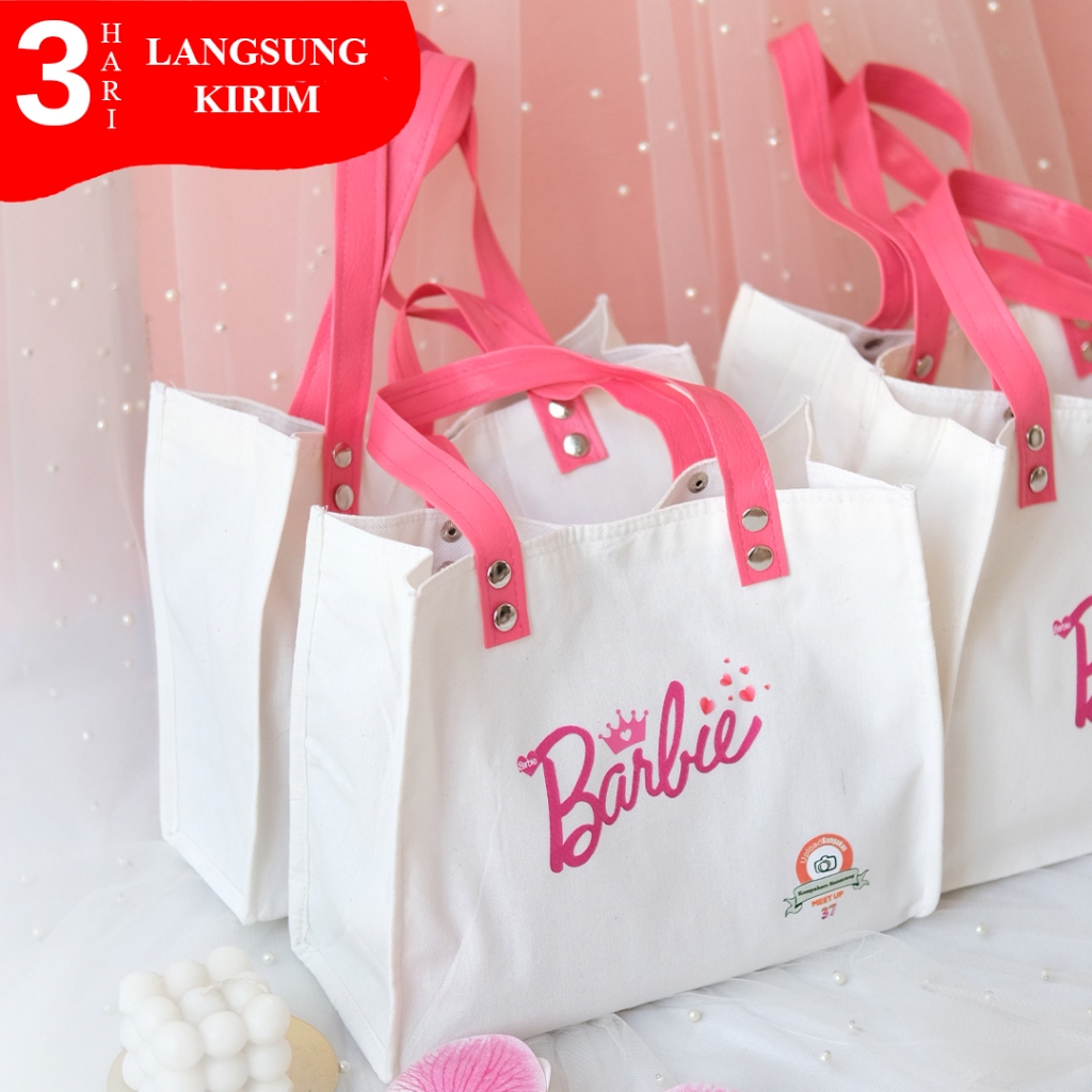 TOTEBAG BAG TALI WARNA FUSCHIA ( BISA CUSTOM NAMA)  - Bridesmaid Bag Canvas Tas Wedding