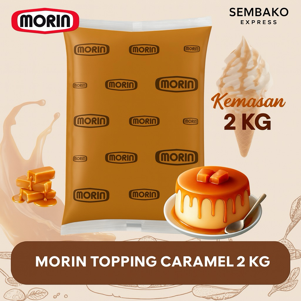 Morin Topping Caramel 2kg – Saus Karamel Premium untuk Topping Es Krim & Kue