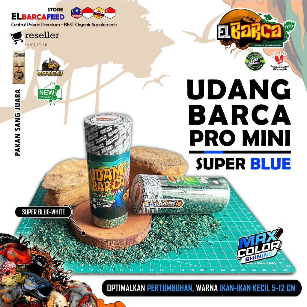 UDANG BARCA PRO MINI SUPER BLUE Udang Kering pakan ikan hias kecil baby channa betta cupang cichlid