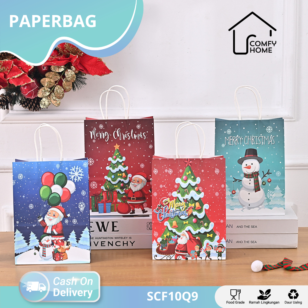 Paper Bag Natal / Tas Kertas Kraft Christmas Hampers Hadiah Natal / Kantong Kertas Merry Christmas /