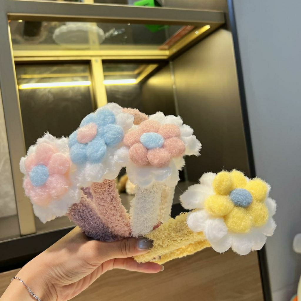 Bando Karakter Bunga Bulu Korea Kekinian Aksesoris Rambut Bando Anak