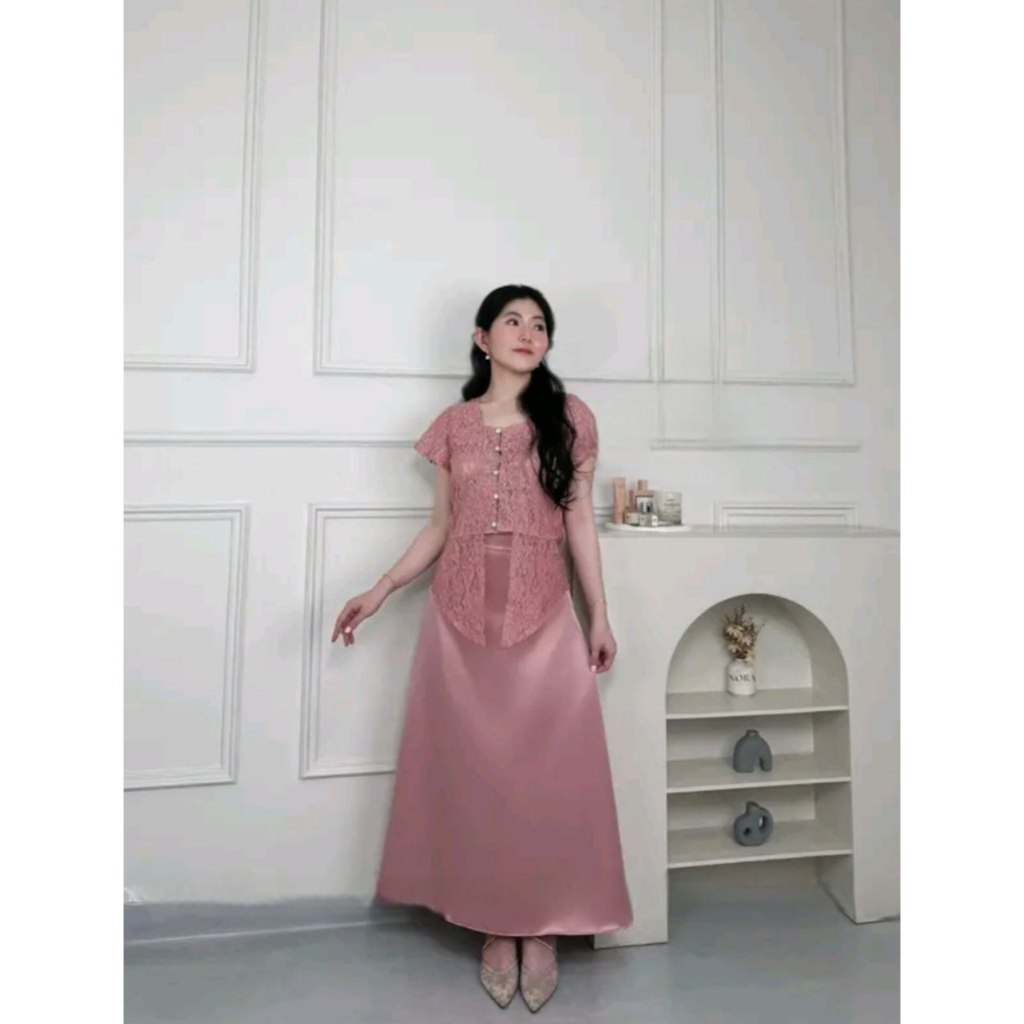 REAL VIDEO STB19 Setelan Rok Payung 2in1 Quinie SIZE M-XL / Pakaian Stelan Wanita Kebaya Modern / Ke