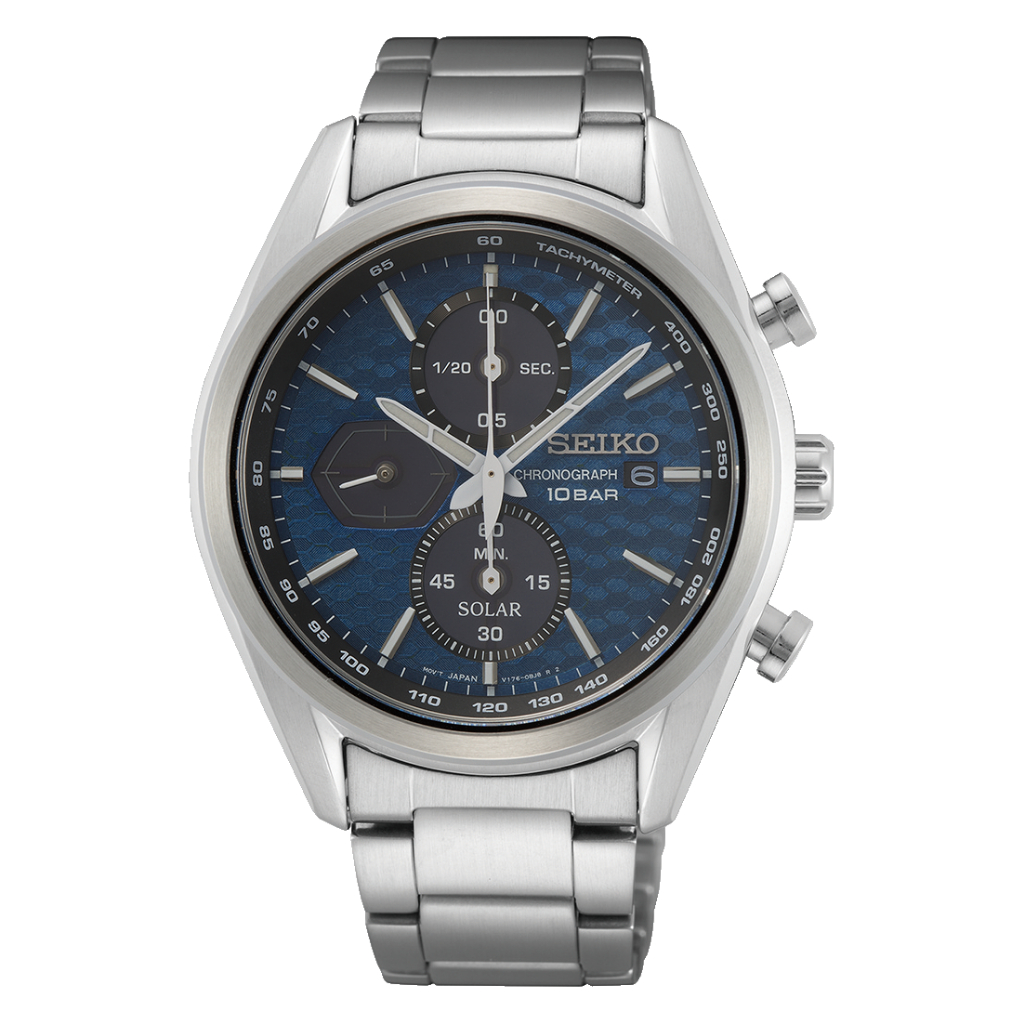 Seiko Chronograph SSC801P1 Solar Blue Dial Stainless Steel - Jam Tangan Pria