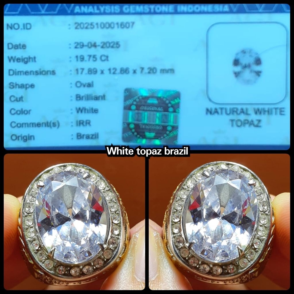 NATURAL PERMATA WHITE TOPAZ ASLI BRAZIL