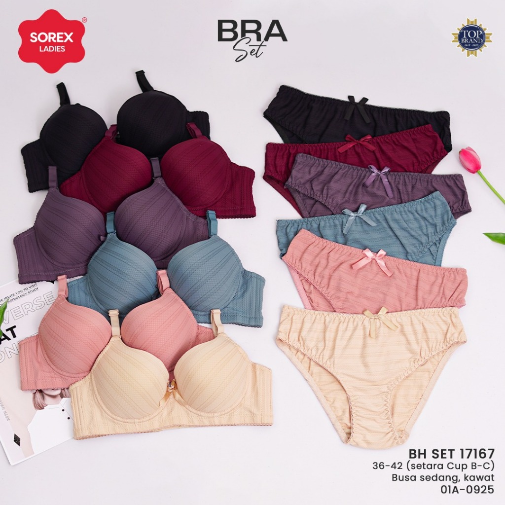 (Set Bra) Bh Bra Set Sorex 17167 , 34196 Cup B-C (36-42) Kait 3 Busa Sedang Berkawat |mkp