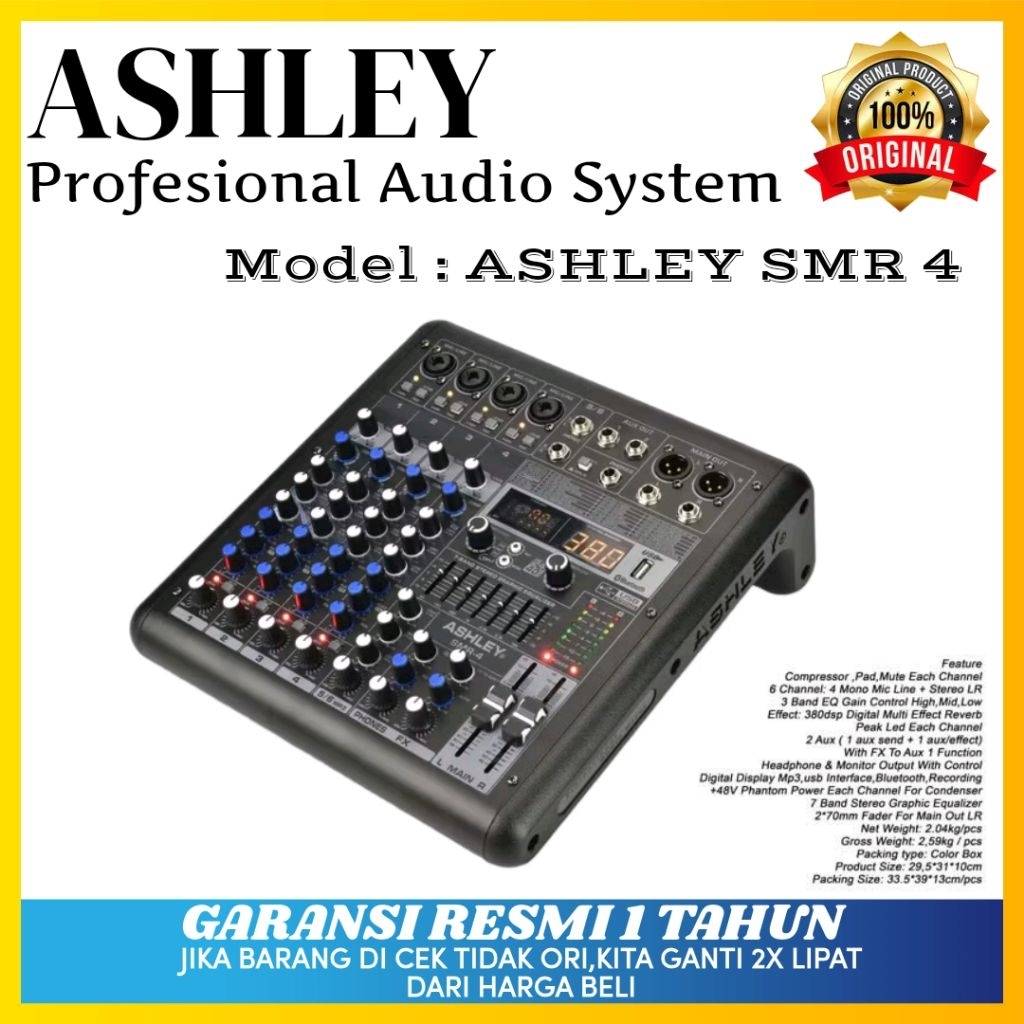 Mixer Ashley Smr 4 Original Mixer Ashley 4 Channel Bluetooth