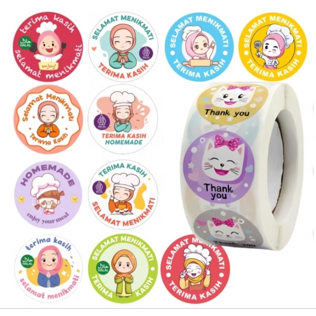 Stiker Roll 500lbr stiker selamat menikmati thank you homemade#
