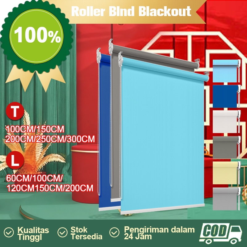 Roller Blind Premium 【100% BLACKOUT】Gorden Gulung Anti Sinar Matahari Total - Tahan Lama - Privasi M