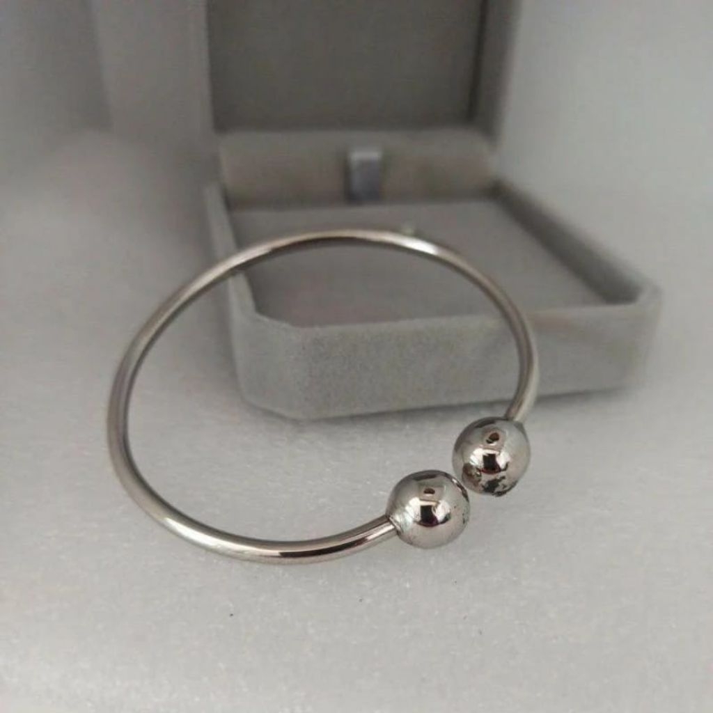 GELANG BAYI BESI PUTIH 100% ASLI BESI PUTIH /UKURAN 12 CM TIDAK LUNTUR/TIDAK KARAT