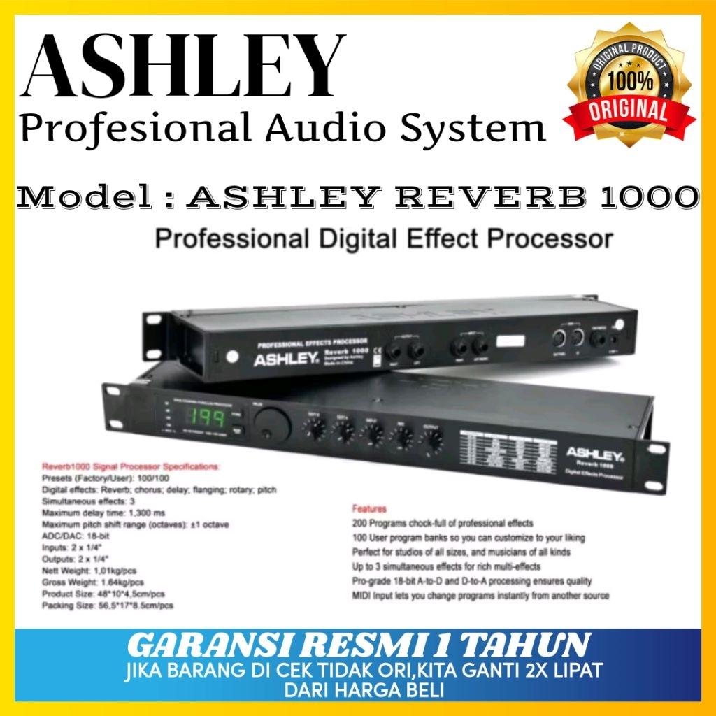 Efek vokal Ashley Reverb 1000 Original