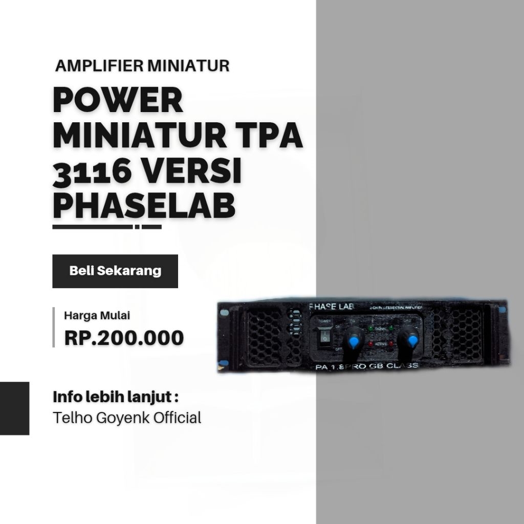 Miniatur Power Phaselab PA 1.8 Pro GB Class | Box Triplek CNC 20x15x4.7 cm | Hitam / Mentahan
